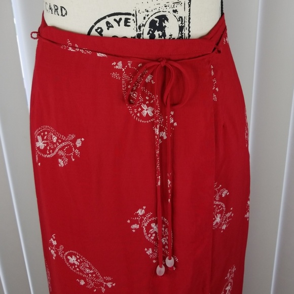 COLDWATER CREEK ▪ Maxi wrap skirt, scarlet, EUC - Picture 2 of 8